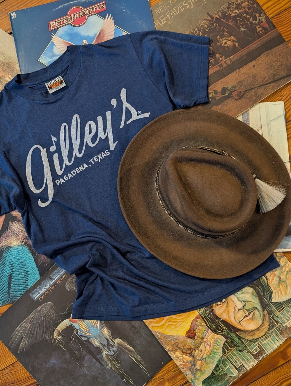 Vintage 70s 80s Gilley's Pasadena Texas T-shirt M Honky Tonk Western Cowboy